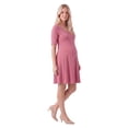 thumbnail image 2 of 24seven Comfort Apparel Maternity Scoop Neck Elbow Sleeve Knee Length Skater Dress, 2 of 4