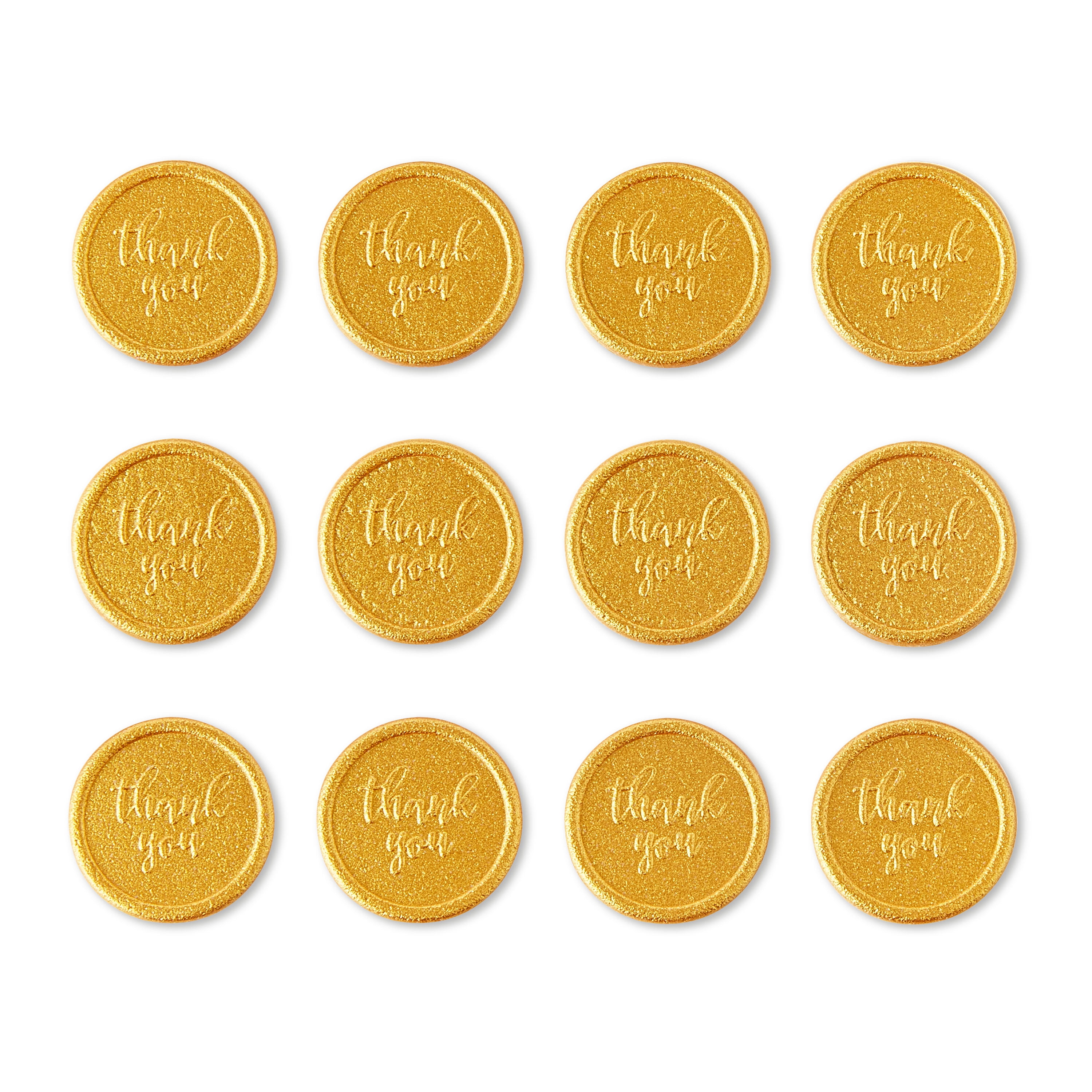 Hello Hobby Adhesive Faux Wax Seals Stickers, Gold, Thank You, 12 Count