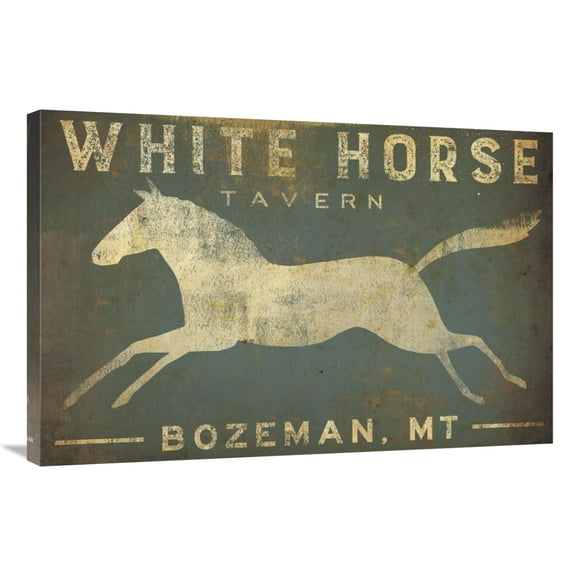Global Gallery's 'White Horse Running' By Ryan Fowler Stretched Canvas Wall Art