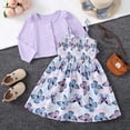 thumbnail image 4 of Laipiong Toddler Girls 2-Piece Outfits Cute Butterfly Print Sleeveless Dress and Cardigan Matching Sets Lightweight and Coordinating Clothes, 4 of 7