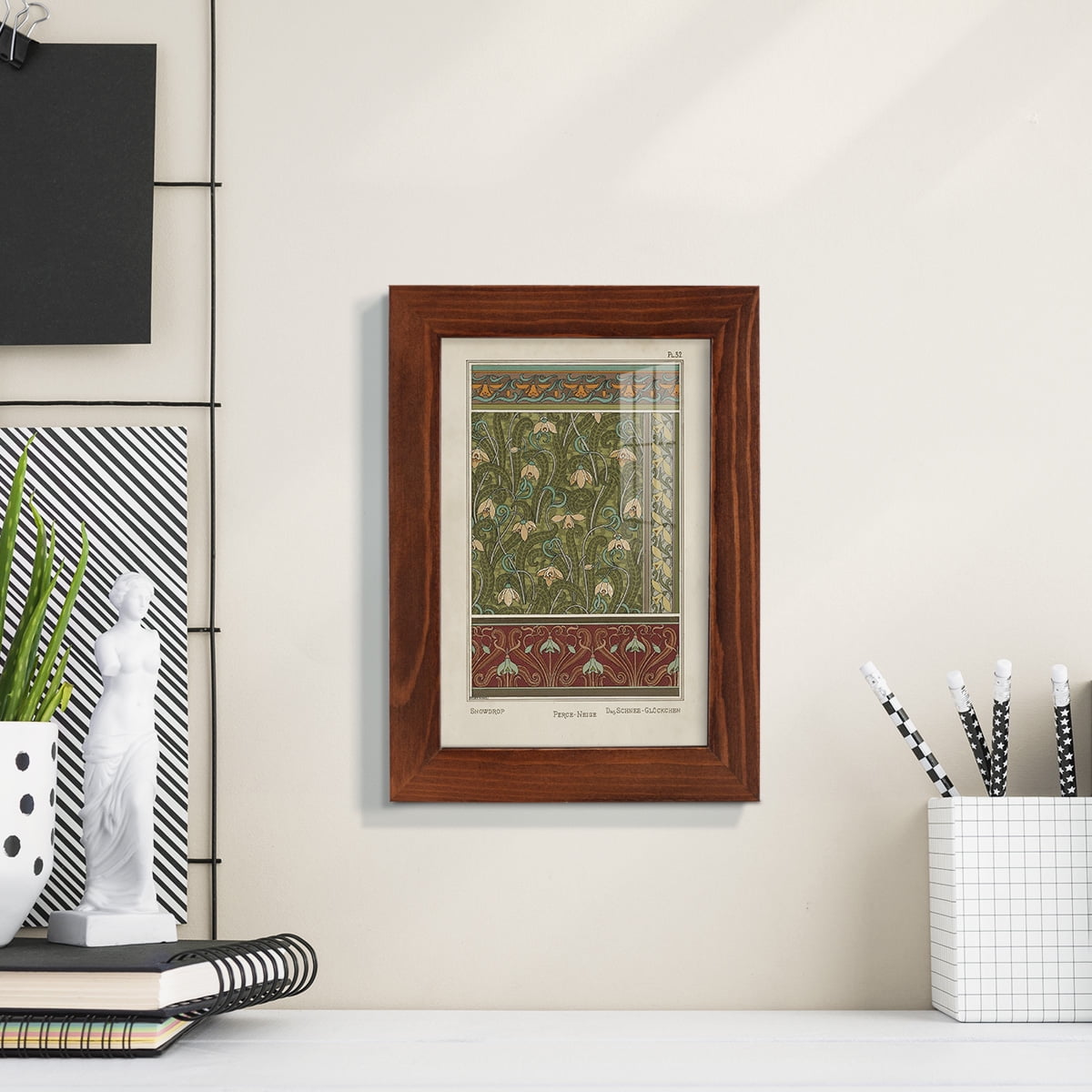 Nouveau Decorative VI - Framed Print w/glass - Chestnut