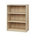 thumbnail image 2 of 3-Shelf Bookcase With Adjustable Shelves - 35 Lbs Capacity Per Shelf, Closed Back Design, Light Wood Grain Finish, Compact For Small Spaces, 2 of 5