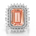 thumbnail image 2 of Gem Stone King 6.90 Cttw Peach Nano Morganite Women Ring | 925 Sterling Silver | Emerald Cut 14X10MM | Available in Size 5, 6, 7, 8, 9, 2 of 5