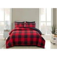 thumbnail image 2 of Hong and Arts Inc. Bed in a Bag Soft Luxury Fluffy Goose Down Alternative Rich Printed Comforter Set Includes Sheet Set, Red Black Plaid Pattern Twin, 2 of 4
