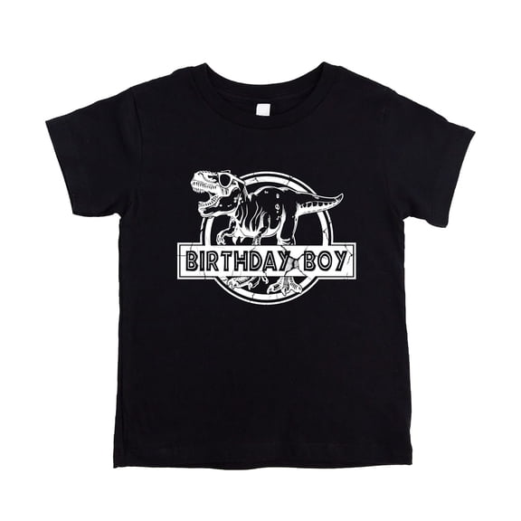 Birthday Boy Dinosaur Shirt for Boys T-Rex Themed Birthday Party T-Shirt for Toddlers and Kids Black Shirt 5-6