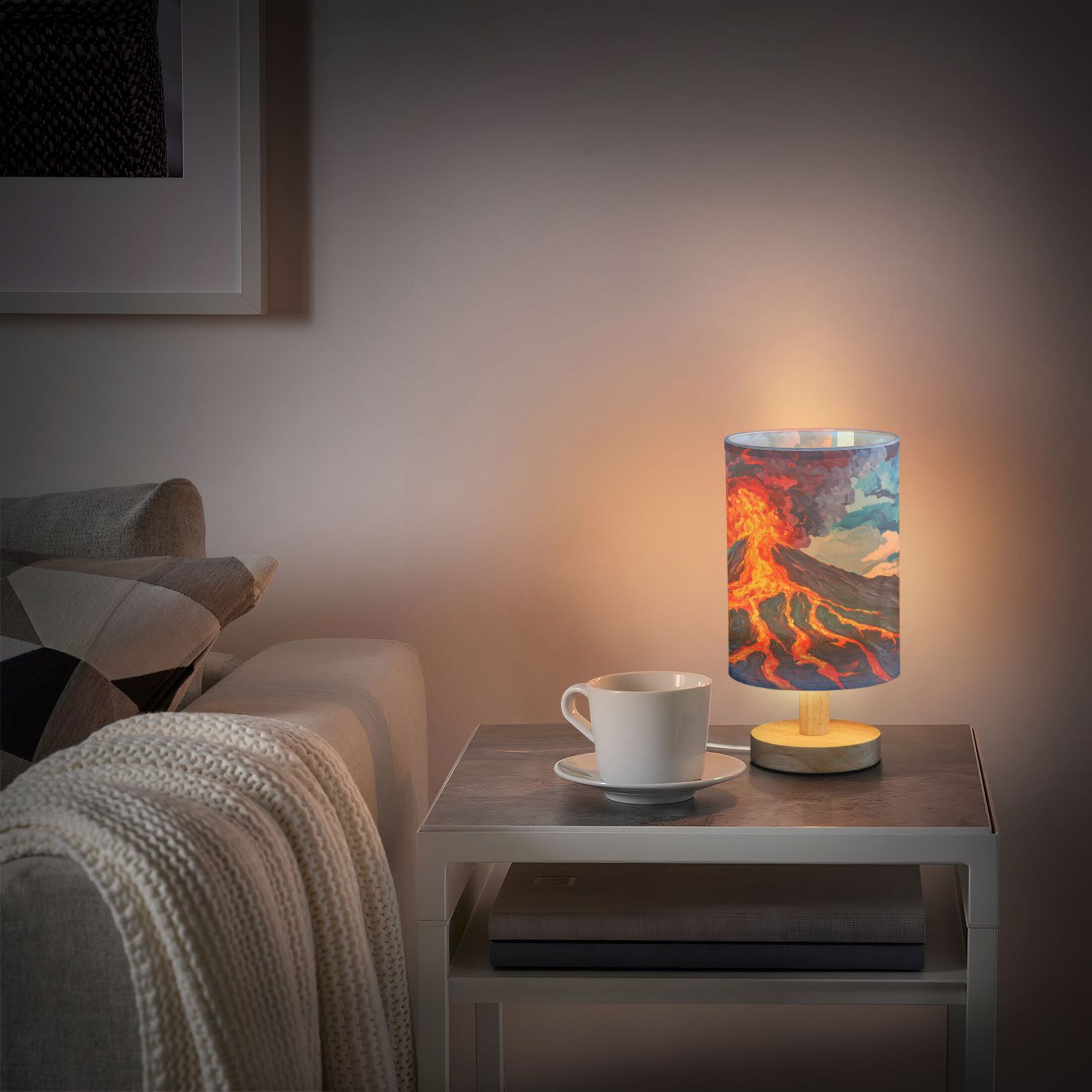 BZSMCE Lamp Modern Oil Painting Of Volcano Creative Patter Night Light