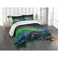 thumbnail image 3 of Ambesonne Nature Quilted Bedspread Set 3 Pcs, Sky Rocky Hill Wild, Queen Size, Blue Violet Lime Green, 3 of 5