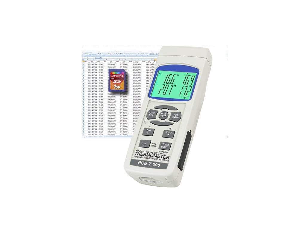 PCE Instruments PCE-T390 Contact Thermometer, for Temperature Measurement, Features Data Logging Function, Along with a Clear Display and Wide Temperature Range