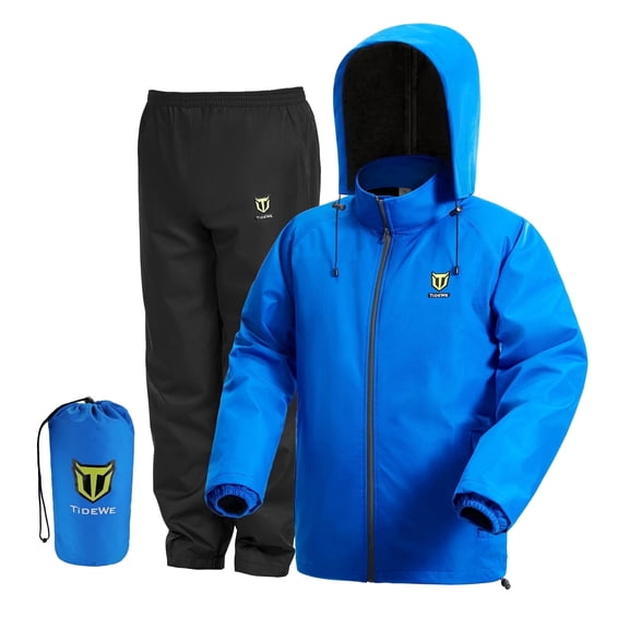 TIDEWE Rain Suit for Men and Women, Waterproof Breathable Lightweight 2 Piece Rainwear Set with Jacket and Pants for Outdoor Use