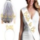 thumbnail image 1 of 3 Pcs Bachelorette Party Supplies Bride To Be Decorations Kits Includes Bride Sash Headband Tiara Veil Set, 1 of 2