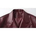thumbnail image 6 of Yangnuo Womens Trendy Solid Color Lapel Leather Jackets 2026 Women's Casual Long Sleeved Turndown Collar Zipper Hoodless Jacket, 6 of 6