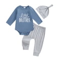 thumbnail image 5 of Wonitaaizi Little Brother Newborn Outfit Baby Boy T Shirt Romper Long Pants Set Hat Infant Little Summer Clothes(0-1 Months,Blue), 5 of 5