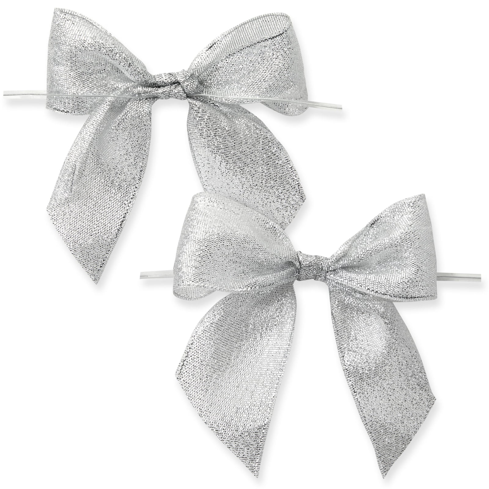 Silver Pen and White Holder Set with Handmade Bow Ribbon Wedding Accessories 