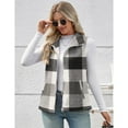 thumbnail image 6 of Ltctricy Women's Fleece Vest Tops Plaid Sleeveless Lapel Zip up Fuzzy Warm Casual Jackets Plush Outwear Coats with Pockets(Black,XX-Large), 6 of 6