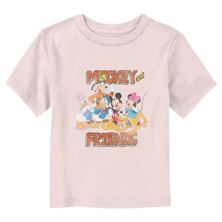 

Toddler s Mickey & Friends Distressed Classic Group Graphic Tee Light Pink 5T