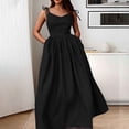 thumbnail image 2 of Vestido de moda liso sin espalda con cuello en V y cintura alta para mujer, poliéster spandex, estilo sexy y elegante, tallas S-XXXL, 2 of 6