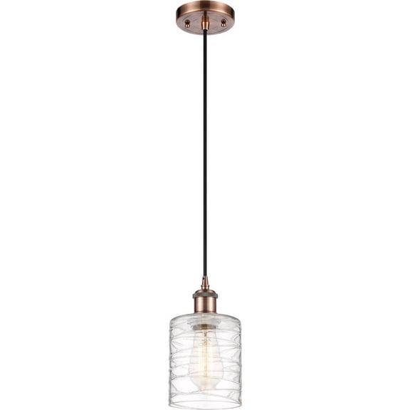 516-1P-AC-G1113 Innovations Lighting Cobbleskill - 1 Light Cord Hung Mini Pendant In Industrial Style-8 Inches Tall and 5 Inches Wide-Antique Copper