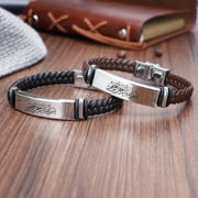 In the Name of Allah Arab Calligraphy Lettering Engraved Leather Bracelet with Buckle, Religious Islamic Bangle Muslim Allah Protection Jewelry Gifts for Ramadan Anniversary, 8.26, Brown