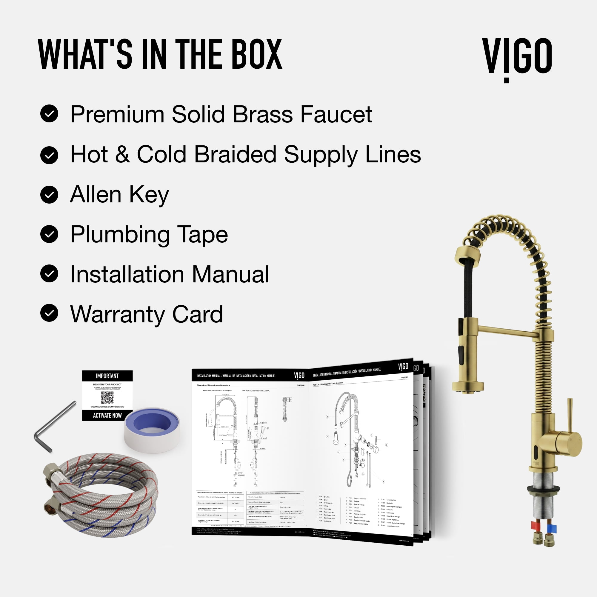 VIGO Edison Single Handle Pull-Down Sprayer Kitchen Faucet with Touchless Sensor in Matte Brushed Gold