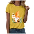 thumbnail image 4 of vigerkar Gnome T-Shirt for Women Floral Graphic Tees Cute Gnome Short Sleeve Tee Tops 2026 Summer (Yellow, XXL), 4 of 8