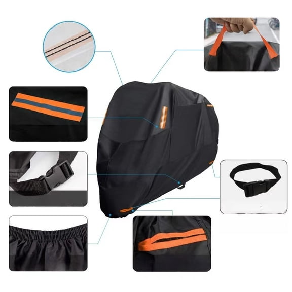 Motorcycle Cover, All-Season Waterproof Outdoor Sun Protection Fit up to,,XXL-245X105X125cm，G117304