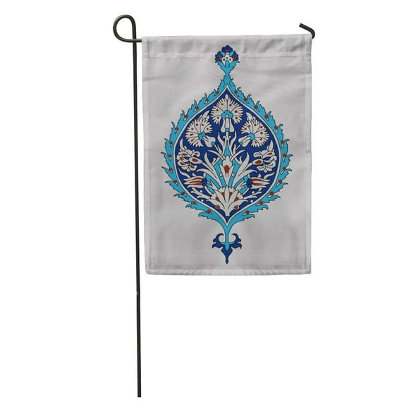 JSDART Ottoman Iznik Ethnic Floral Cobalt Blue Irises Traditional Turkish Vintage Garden Flag Decorative Flag House Banner 28x40 inch