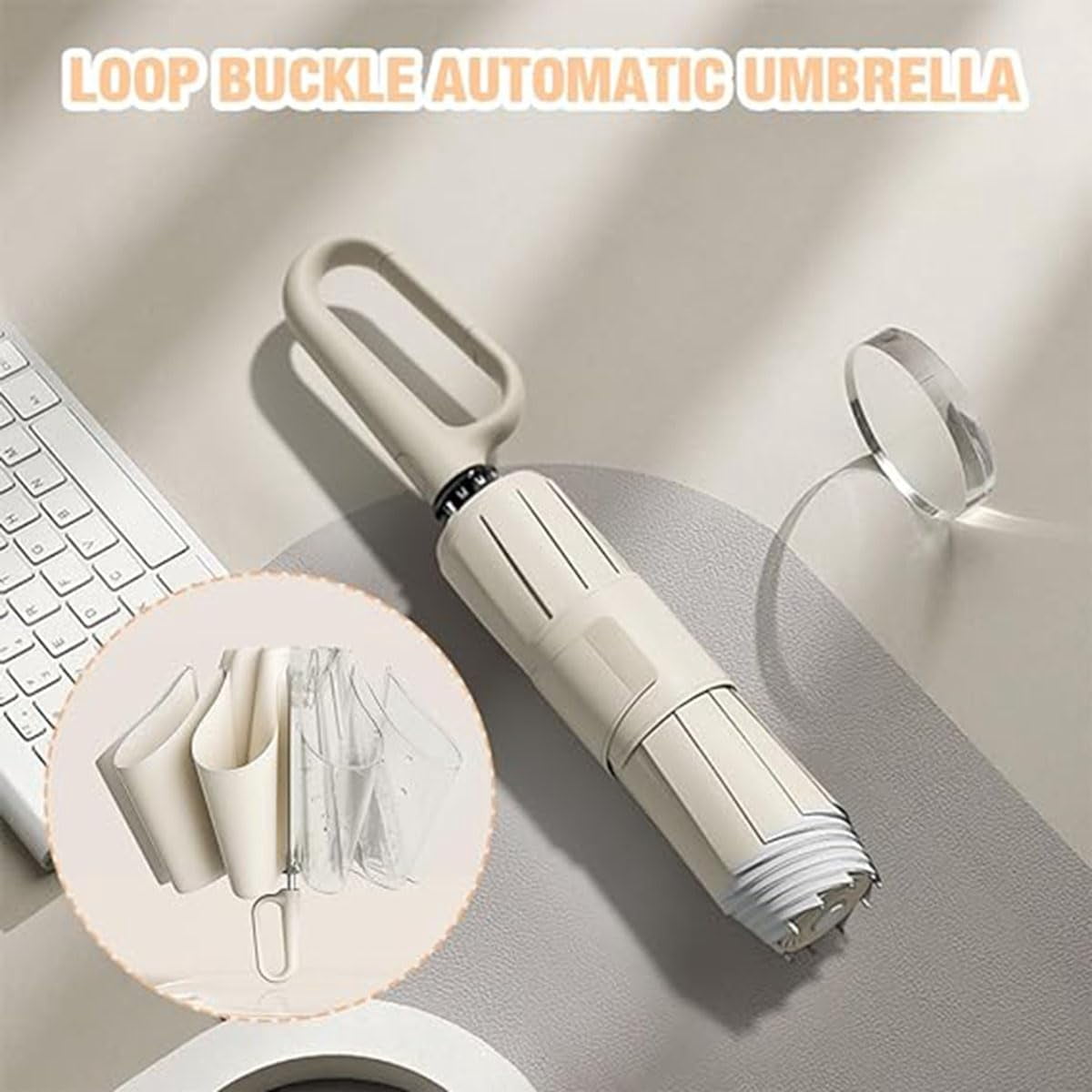 2024 New Ring Buckle Umbrella,Reflective Safety Strip,Sturdy Windproof,Travel Portable Windproof Umbrella,Reverse Automatic Umbrella for Rain & Sun