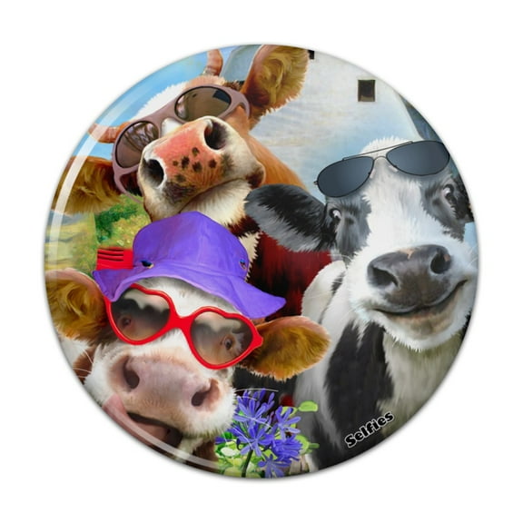 Udderly Cool Cow Farm Selfie Kitchen Refrigerator Locker Button Magnet - 1" Diameter