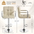 thumbnail image 3 of Conjunto de 4 Banquetas Ajustables de Cuero PU Khaki Yaheetech, 3 of 9