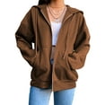 thumbnail image 3 of Women's Casual Block Fuzzy Zipper Pockets Winter Oversized Outwear Long Coat, 3 of 6