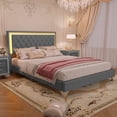 thumbnail image 4 of Queen Bed Frame,Upholstered Velvet Fabric Wooden Platform Queen Size Bed Frame with LED Lights & Tufted Headboard for Bedroom,Wood Slat Support,No Box Spring Needed,Easy Assembly,83.7"x64"x44.5",Gray, 4 of 8