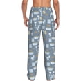 thumbnail image 3 of Uemuo Blue Bathroom Pattern Men's Wide Leg Palazzo Lounge Pants with Pockets Light Weight Loose Comfy Casual Pajama Pants-Small, 3 of 9