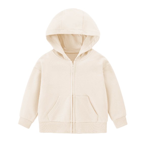 Atogsazn Childrens Girls Full Zip Hoodies Kids Casual Oversized Long Sleeve Hooded Sweatshirt Fall Winter Tops Clothes Beige 3-4 Years Fashion