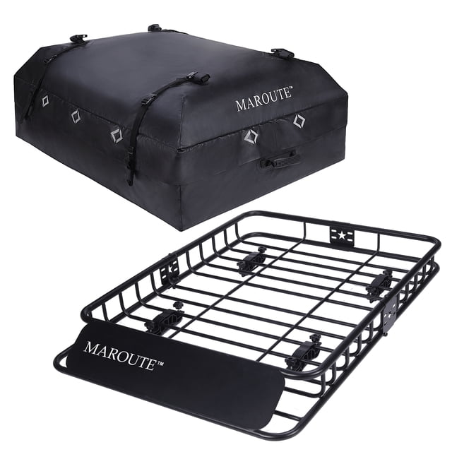 Cesta de Techo – Portaequipajes 51"x36"x5" – Capacidad 200 lb – Bolsa Impermeable 15 Cu.Ft Incluida – SUVs, Camionetas y Autos – Acero Resistente