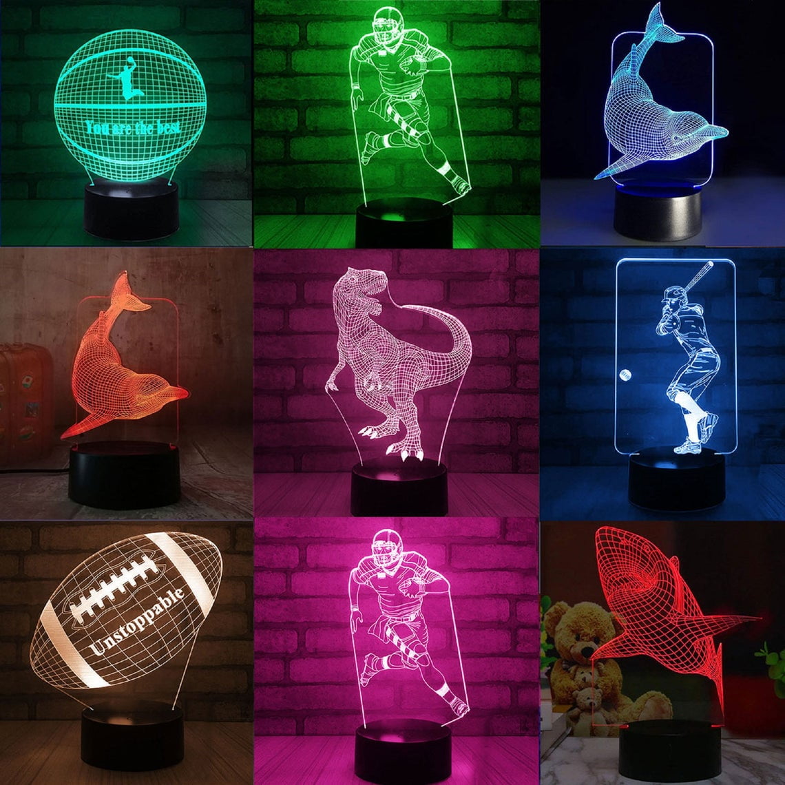 Epicgadget 3D Remote Night Light for Kids, Touch Control Optical