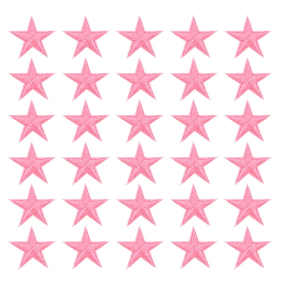 Uxcell Star Iron-on Patches, 30 Pcs Sew on Star Embroidered Patches Appliques Embellishments for Clothing Jackets Hat Backpack Repairing Decorations, Pink, 1" x 1"
