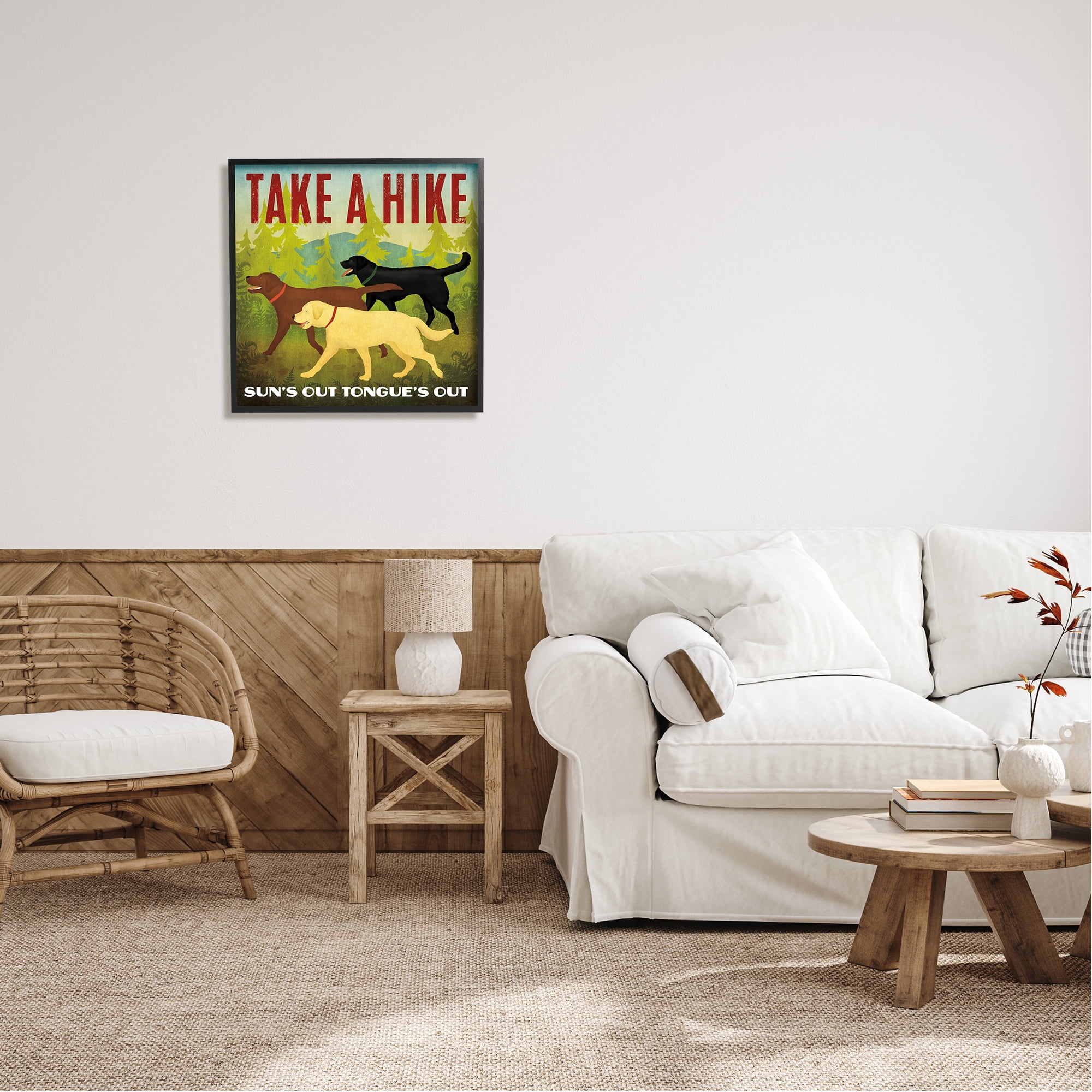 Stupell Industries Hiking Dogs Phrase Animals & Insects Painting Black Framed Art Print Wall Art, 24 x 24