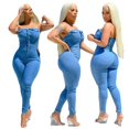 thumbnail image 4 of Mono vaquero ajustado sin tirantes de una pieza sin mangas para mujer, peto ajustado de cintura alta, pantalones largos, monos de otoño 2023, 4 of 4