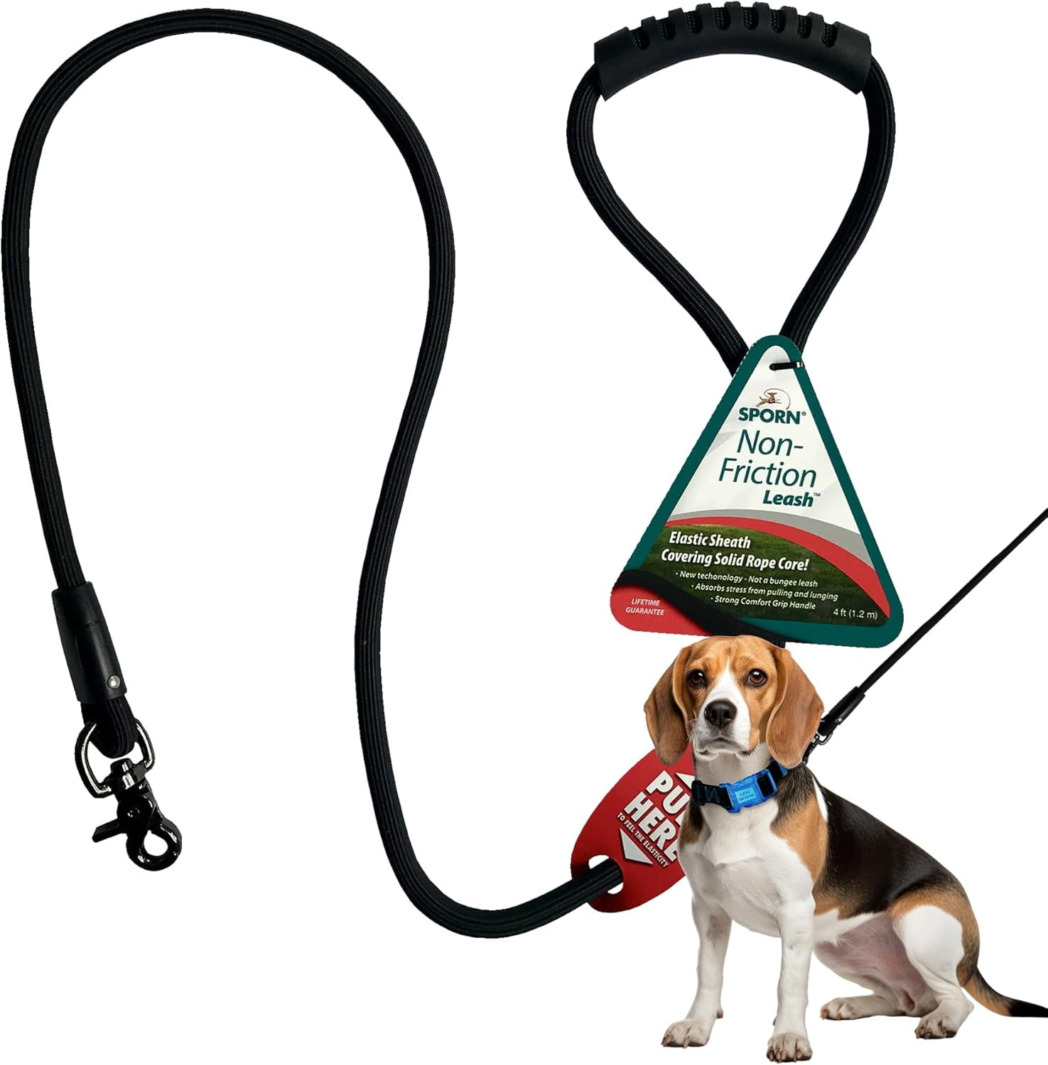 Laisse De Dressage Pour Chien Sporn Anti-friction, Laisse Pour Chien En Nylon Rembourré Antidérapant Et Robuste De 1,2 M Pour Un Contrôle Maximal, Laisse Sans Traction Avec Boucle À Pression, Noire 4 pi