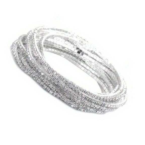 12 Pieces Elegant Stretch Rhinestones Bracelets Portable for Bridal and Parties