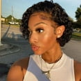 thumbnail image 4 of Short Curly Afro Synthetic Wig for Women Natural Black Hairstyle Full Cap Machine Made Fiber, 4 of 5