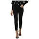 thumbnail image 1 of Gibobby Jean para mujer elásticos con botones de cintura media para mujer (Negro, M), 1 of 5