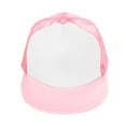 thumbnail image 2 of DALIX Classic Trucker Cap Flat Bill Adjustable Snapback 5 Panel Plain Hat Light-Pink-White, 2 of 5