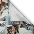 thumbnail image 2 of Ambesonne Cat Kitchen Curtains, Cheery Kitties Ice Skating Fun, 55"x24", Orange Brown Pale Blue, 2 of 3