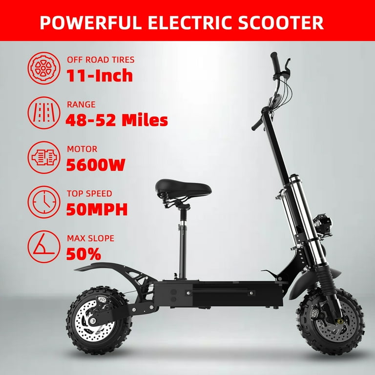 SMATEIGHT Adult Electric Scooter with Suspension, Seat, 11