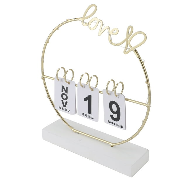 Sturdy Iron LED Lights Desktop Calendar, Multifunctional Modern Metal Paris Calendar for Home Decor, 25 X 6 X 29cm, Suitable for Living Room, Study