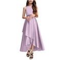 thumbnail image 1 of Bwiyojiz Tailles Mode 110-160 Robe de Performance Confortable Unie pour Filles Sans Manches à Col Rond Jupe Longue pour Enfants, Violet, 1 of 5