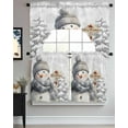 thumbnail image 3 of Grey Snowman Christmas Swag Valance and Tier Curtains 24'' Length Set, Xmas Snowflake Tree Gray Light Filtering Kitchen Curtains, Tier Curtain Valances for Bathroom/Living Room/Bedroom/Café, 3 of 6