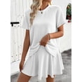 thumbnail image 6 of Women 2 Piece Skirt Set Summer Cruise Outfits Ribbed Loose Short Sleeve Matching Lounge Sets White L, 6 of 8