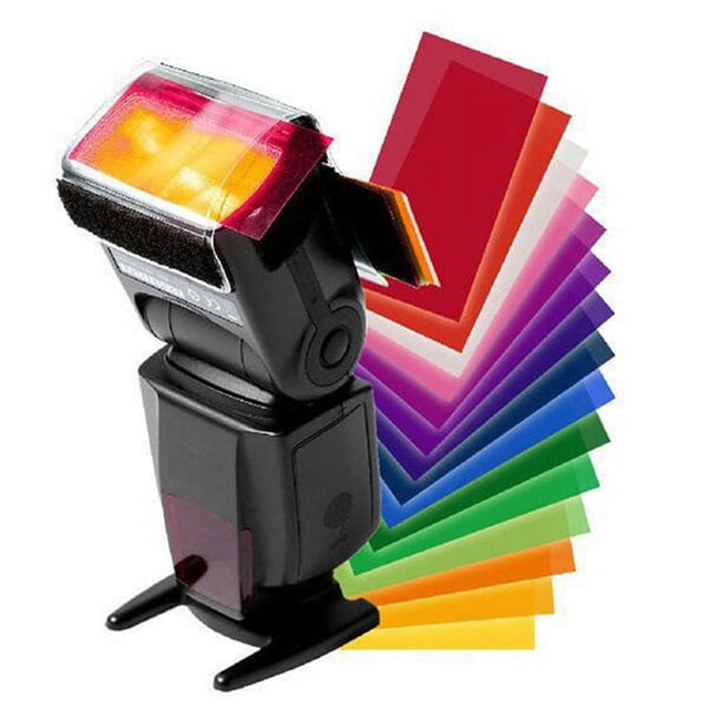 Juego de 12 tarjetas de filtros de color para flash Speedlite, geles fotográficos para cámara, filtros de flash Speedlight